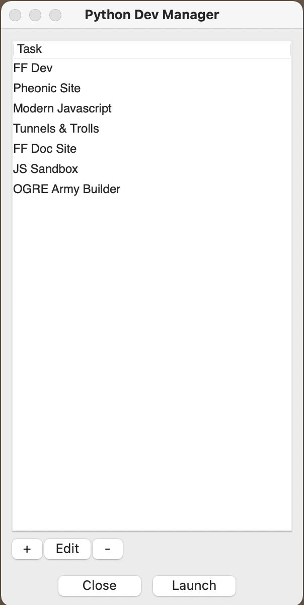 PyDevMgr Main Screen